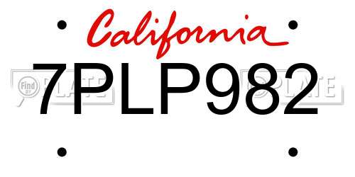 7PLP982 California License Plate