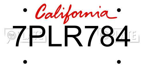 7PLR784 California License Plate
