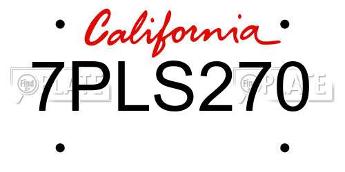 7PLS270 California License Plate