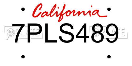 7PLS489 California License Plate