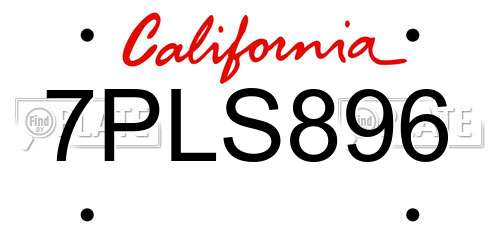 7PLS896 California License Plate