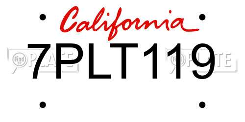 7PLT119 California License Plate