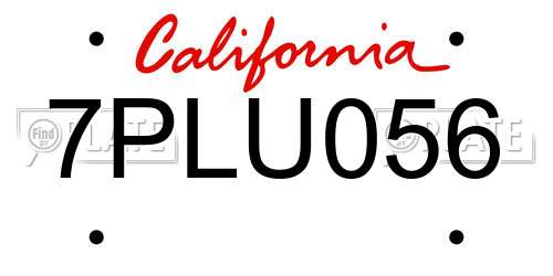 7PLU056 California License Plate