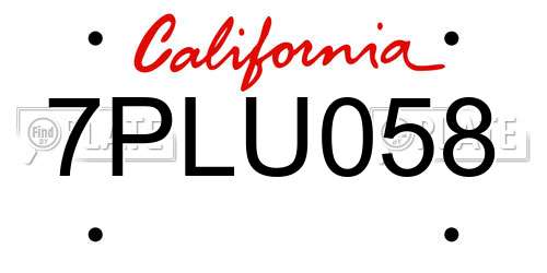 7PLU058 California License Plate