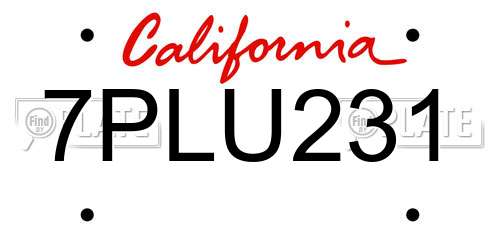 7PLU231 California License Plate