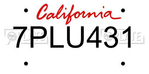 7PLU431 California License Plate