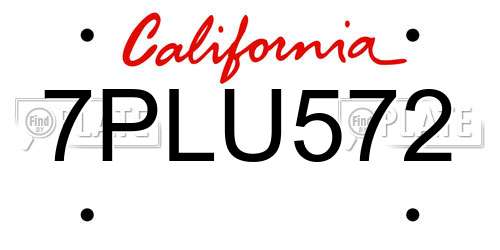 7PLU572 California License Plate