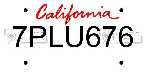 7PLU676 California License Plate