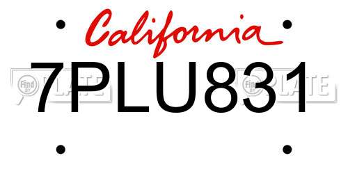 7PLU831 California License Plate