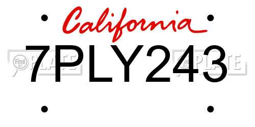 7PLY243 California License Plate