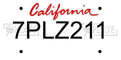 7PLZ211 California License Plate