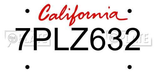 7PLZ632 California License Plate