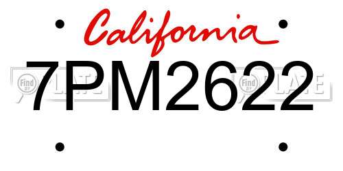 7PM2622 California License Plate