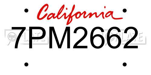 7PM2662 California License Plate