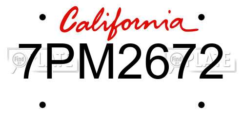 7PM2672 California License Plate