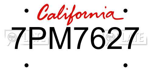 7PM7627 California License Plate