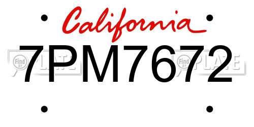 7PM7672 California License Plate