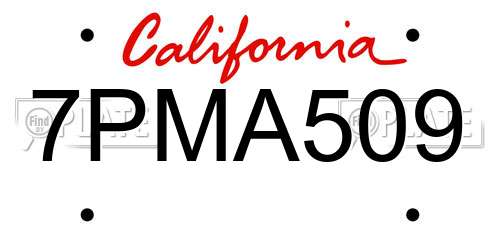 7PMA509 California License Plate