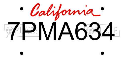 7PMA634 California License Plate