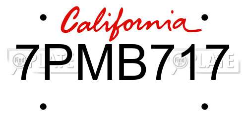 7PMB717 California License Plate