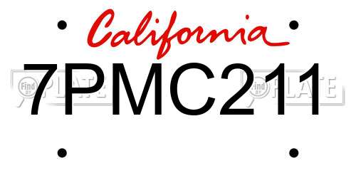 7PMC211 California License Plate