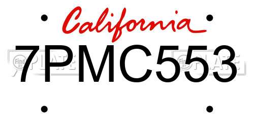 7PMC553 California License Plate