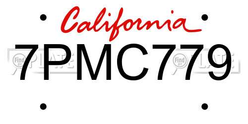 7PMC779 California License Plate