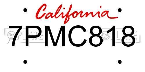 7PMC818 California License Plate