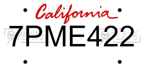 7PME422 California License Plate