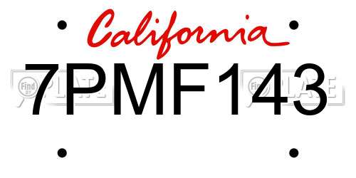 7PMF143 California License Plate