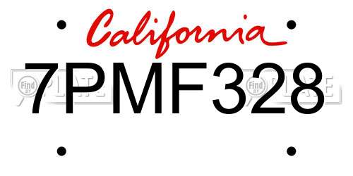 7PMF328 California License Plate