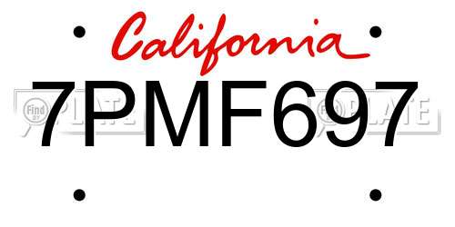 7PMF697 California License Plate
