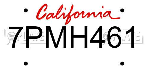 7PMH461 California License Plate
