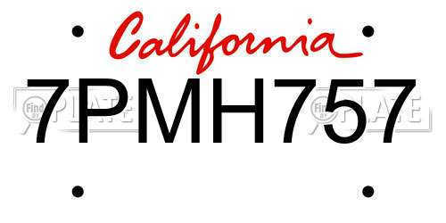 7PMH757 California License Plate