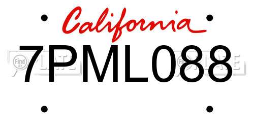 7PML088 California License Plate