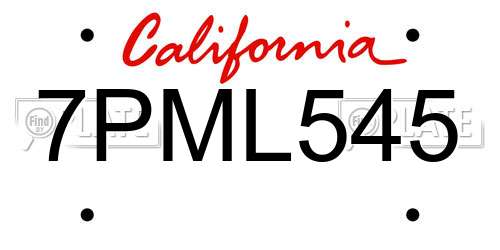 7PML545 California License Plate