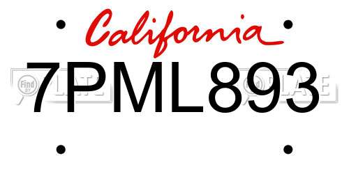 7PML893 California License Plate