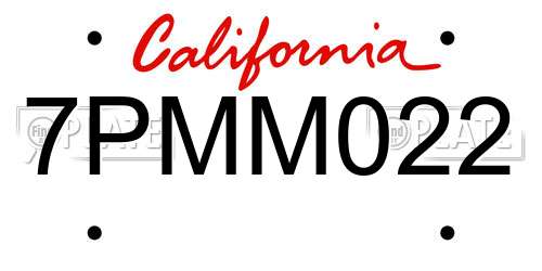 7PMM022 California License Plate