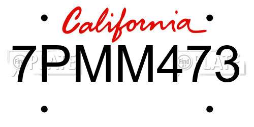 7PMM473 California License Plate