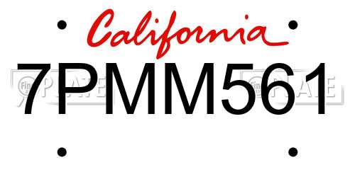 7PMM561 California License Plate