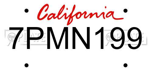 7PMN199 California License Plate