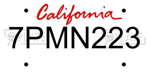 7PMN223 California License Plate