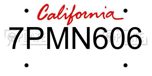 7PMN606 California License Plate