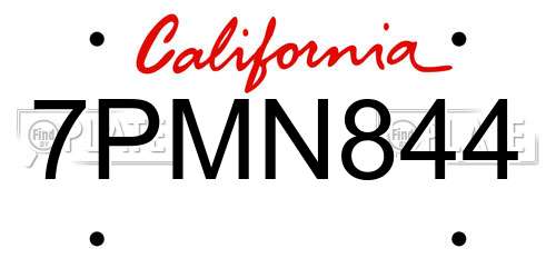 7PMN844 California License Plate