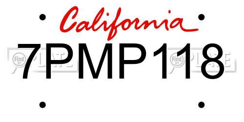 7PMP118 California License Plate