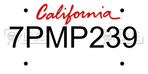 7PMP239 California License Plate