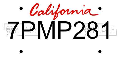 7PMP281 California License Plate