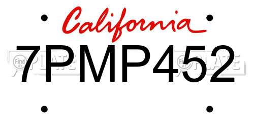 7PMP452 California License Plate