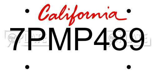 7PMP489 California License Plate