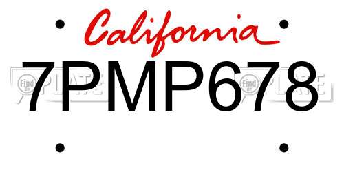 7PMP678 California License Plate